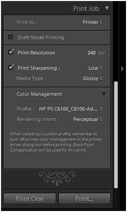Configuración Adobe Lightroom Papel Fotográfico