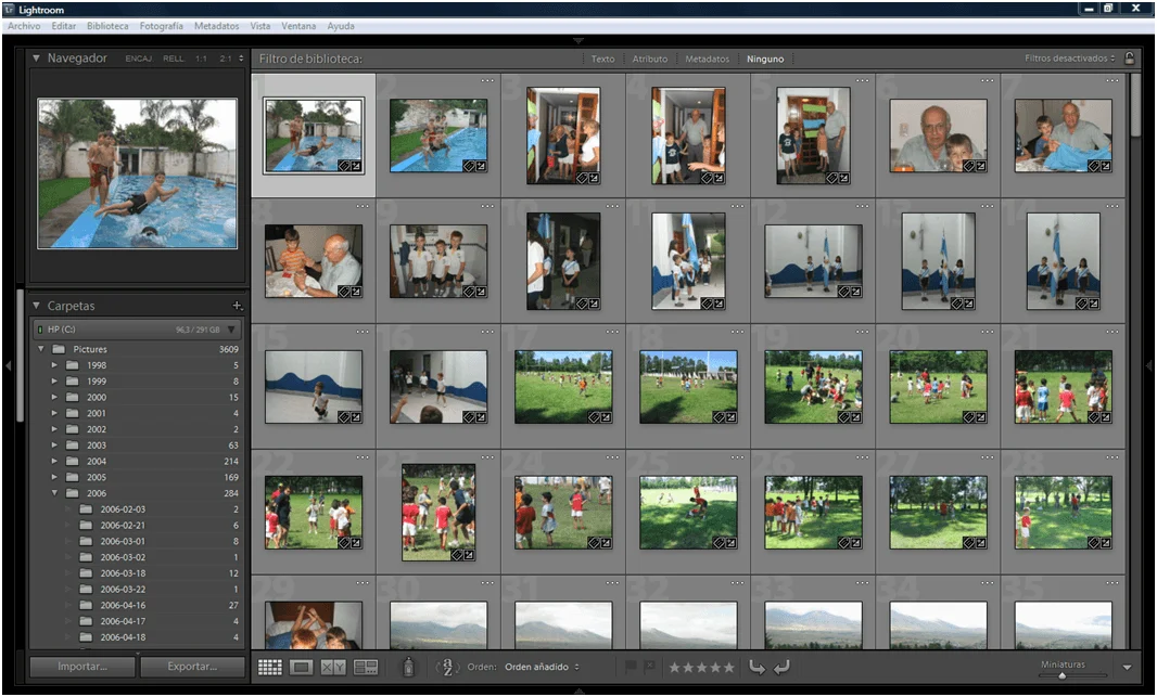 Reorganizar en Lightroom