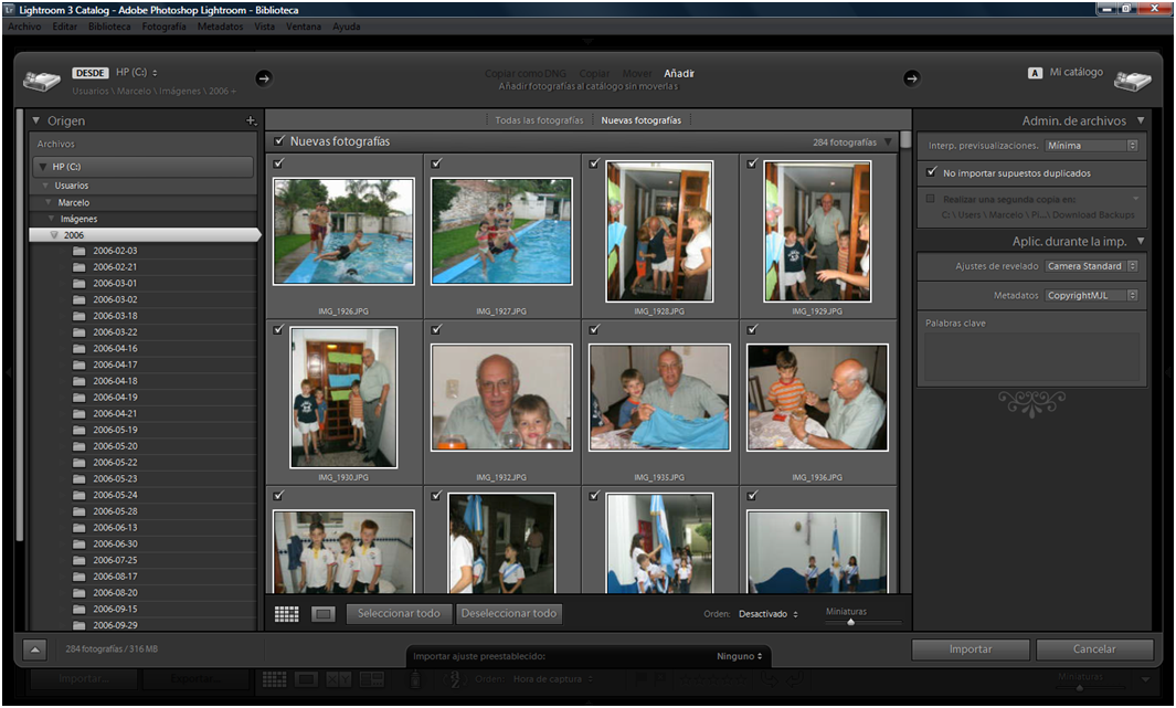 Reorganizar en Lightroom