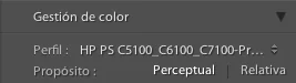 Lightroom gestion de color