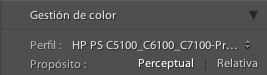 Lightroom gestion de color