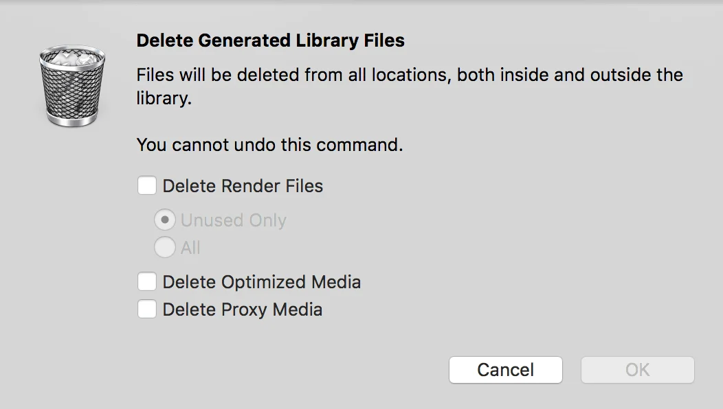Final Cut Pro X borrar versiones optimizadas