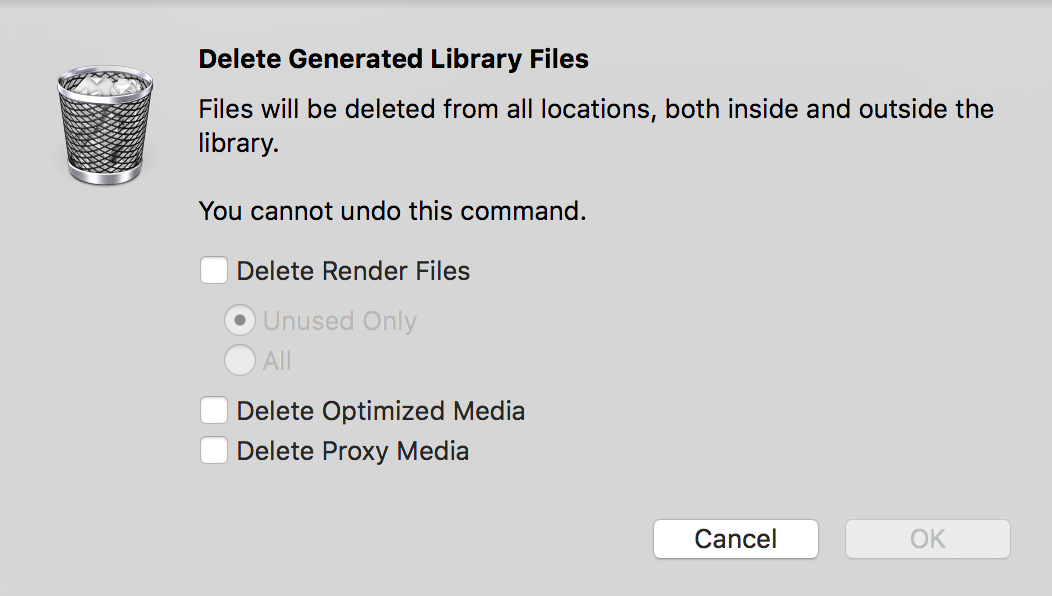 Final Cut Pro X borrar versiones optimizadas