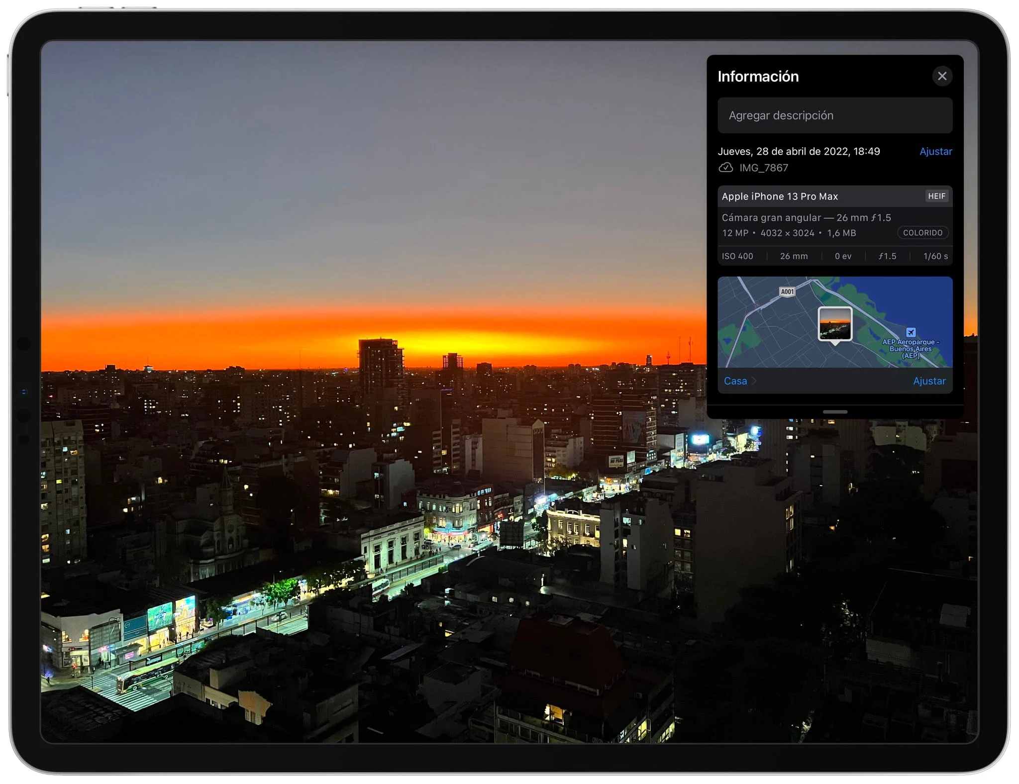 Datos EXIF en iOS 15